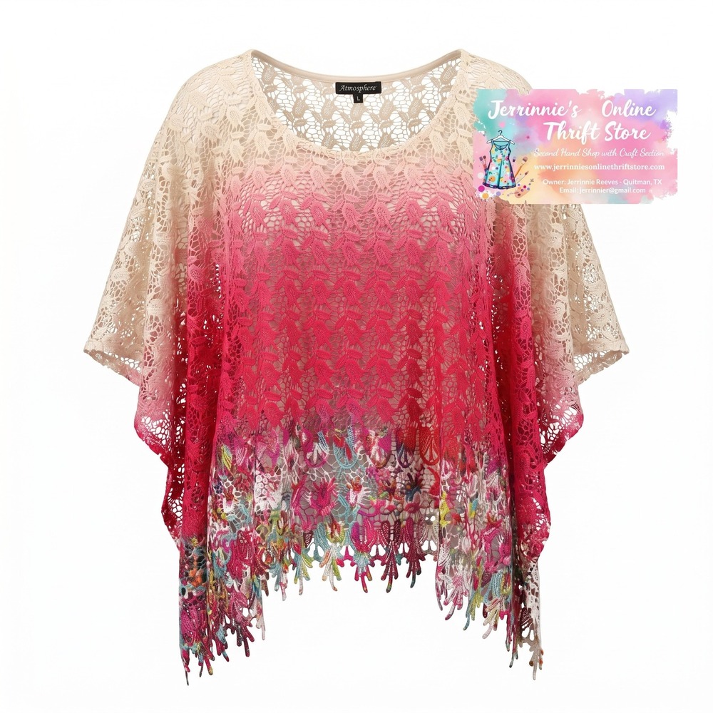 Atmosphere Ombre Lace Kimono Poncho Top